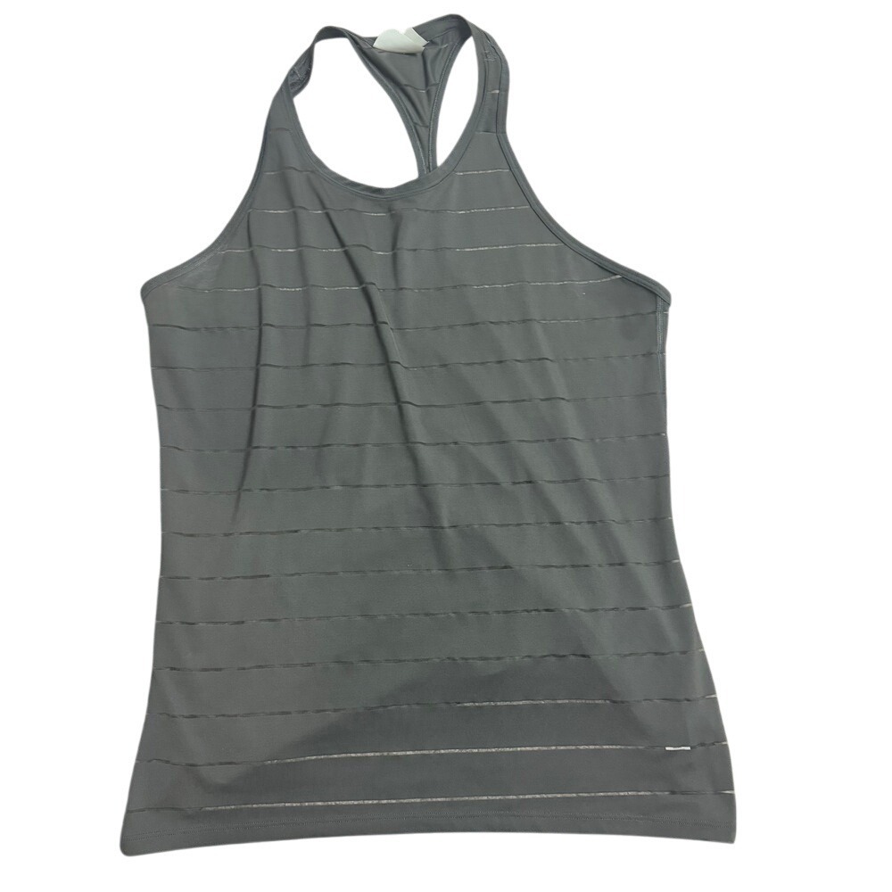 Athleta Stripe Mesh High Neck‎ Chi Tank Top Racerback Athletic Gray Size L
